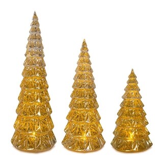 Set of 3 LED Lighted Gold Christmas Tree Tabletop Decors 12" - Bed Bath ...